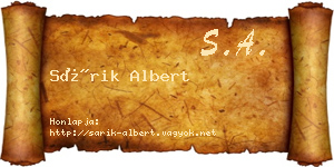 Sárik Albert névjegykártya